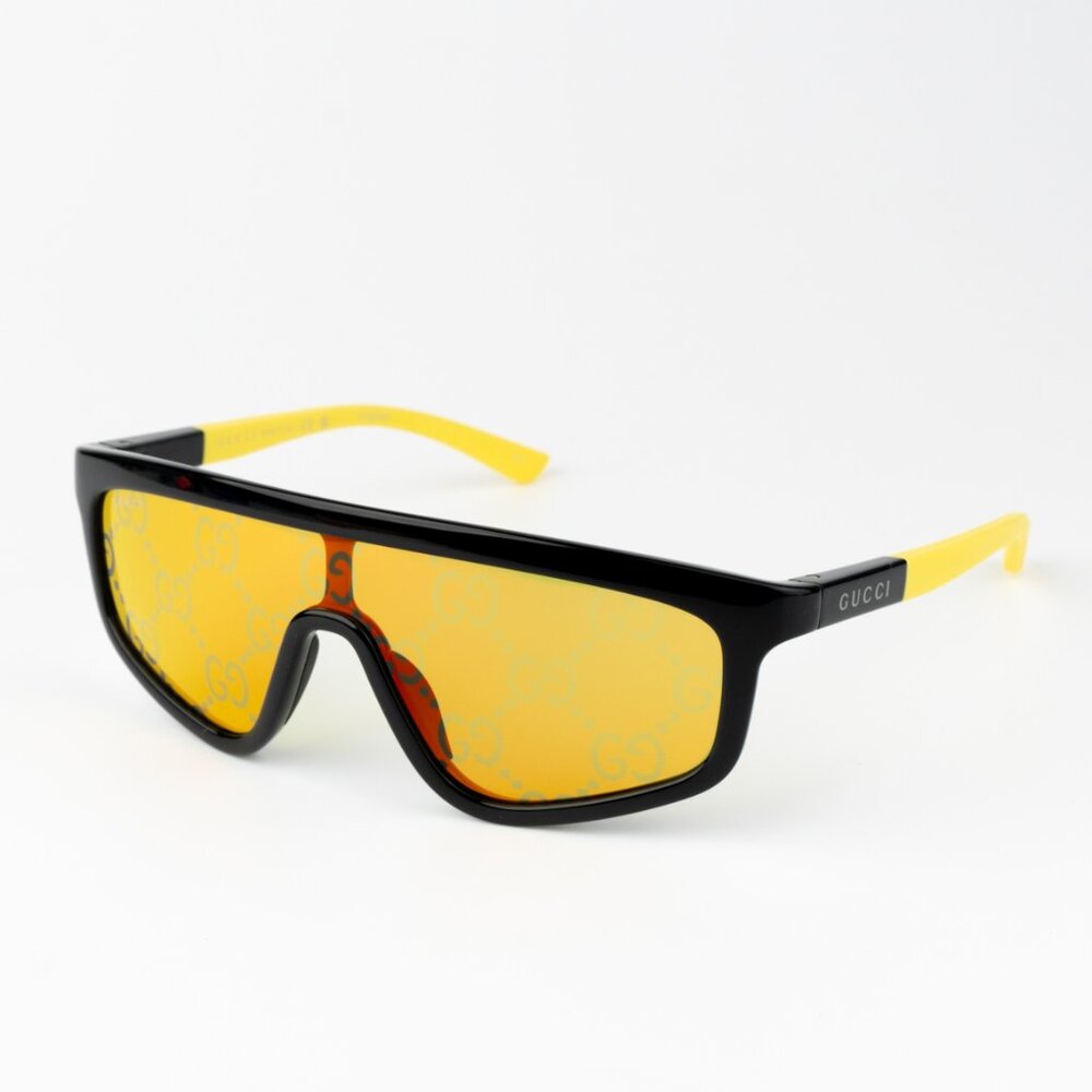 Gucci Gg1736s 004 Brand New Sunglasses Black Yellow Mirror Logo Unisex